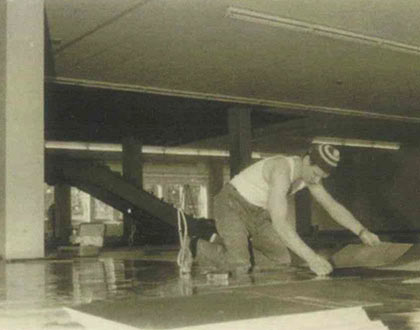 Bodenverlegung in einem Kaufhaus in den 60ern
